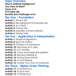 Artificial Intelligence Basics Worksheet Activity Booklet