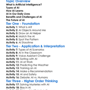 Artificial Intelligence Concepts Worksheet Activity Booklet