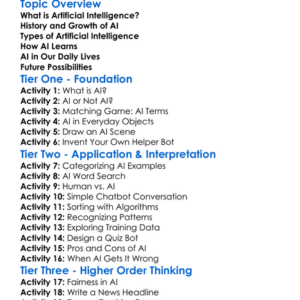 Artificial Intelligence Fundamentals Worksheet Activity Booklet
