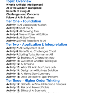 Artificial Intelligence In Business Worksheet Activity Booklet