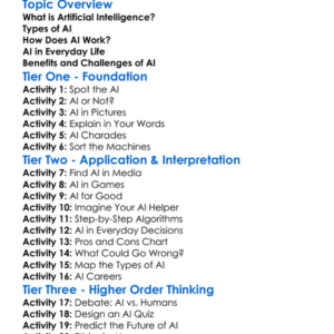 Artificial Intelligence Overview Worksheet Activity Booklet