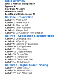 Artificial Intelligence Worksheet Activity Booklet