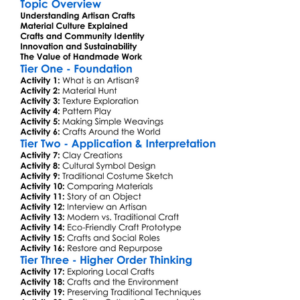 Artisan Crafts And Material Culture Worksheet Activity Booklet