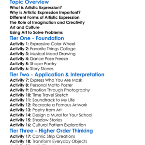 Artistic Expression Worksheet Activity Booklet