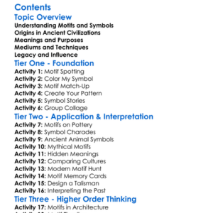 Artistic Motifs And Symbols In Antiquity Worksheet Activity Booklet