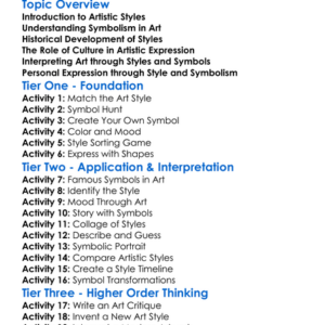 Artistic Styles And Symbolism Worksheet Activity Booklet