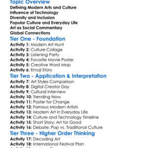 Arts And Culture In The Modern Era Worksheet Activity Booklet