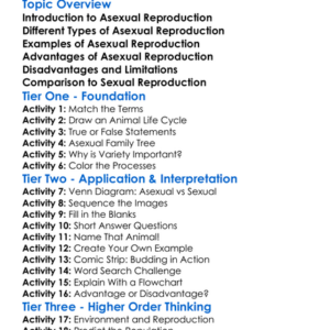 Asexual Reproduction In Animals Worksheet Activity Booklet