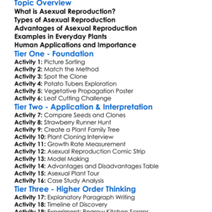 Asexual Reproduction In Plants Worksheet Activity Booklet