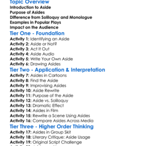 Aside Worksheet Activity Booklet