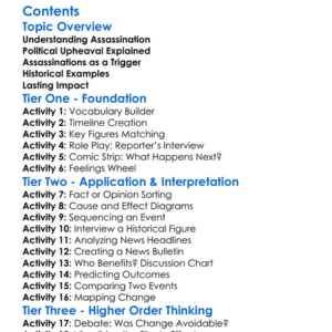 Assassinations And Political Upheaval Worksheet Activity Booklet