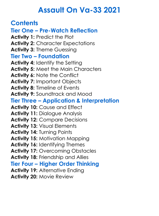 Assault On Va-33 2021 Worksheet Activity Booklet