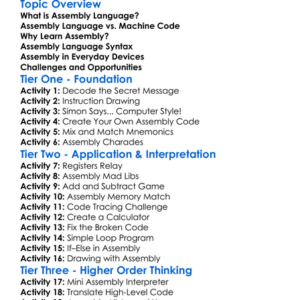 Assembly Language Worksheet Activity Booklet