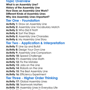 Assembly Line Concepts Worksheet Activity Booklet