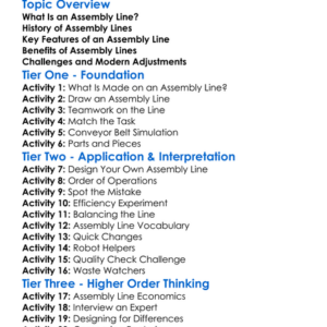 Assembly Line Design Worksheet Activity Booklet