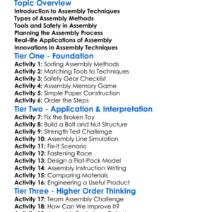 Assembly Techniques Worksheet Activity Booklet