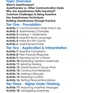 Assertiveness Skills Worksheet Activity Booklet