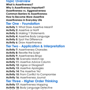 Assertiveness Training Worksheet Activity Booklet