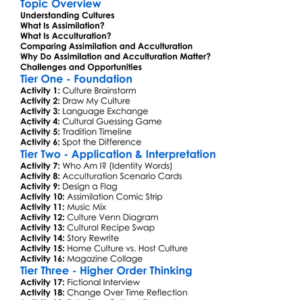 Assimilation And Acculturation Worksheet Activity Booklet