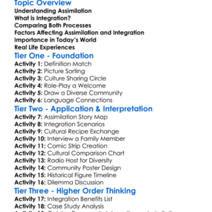 Assimilation And Integration Worksheet Activity Booklet