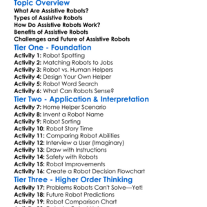 Assistive Robots Worksheet Activity Booklet