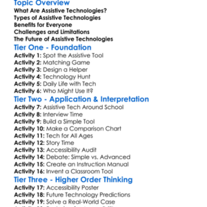 Assistive Technologies Worksheet Activity Booklet