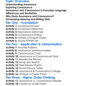Assonance And Consonance Worksheet Activity Booklet