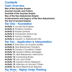 Assyrian And Neo-Babylonian Empires Worksheet Activity Booklet