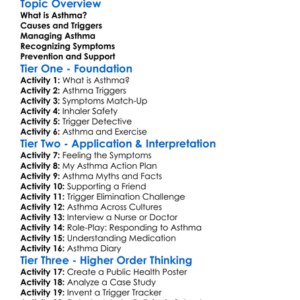 Asthma Management Worksheet Activity Booklet