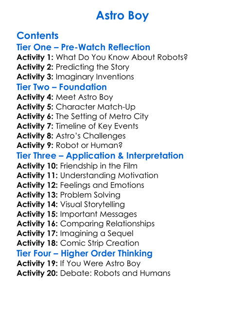 Astro Boy Worksheet Activity Booklet