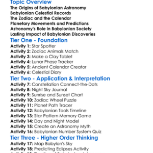 Astronomy In Ancient Babylon Worksheet Activity Booklet