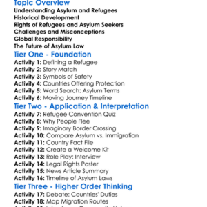 Asylum And Refugee Law Worksheet Activity Booklet