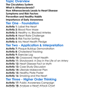 Atherosclerosis And Heart Disease Worksheet Activity Booklet