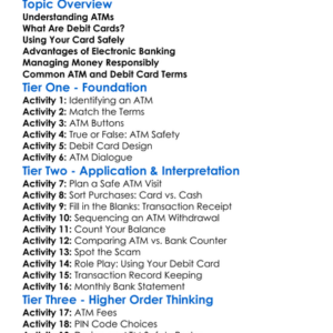 Atm And Debit Cards Worksheet Activity Booklet