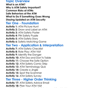 Atm Safety Worksheet Activity Booklet