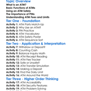 Atm Usage Worksheet Activity Booklet