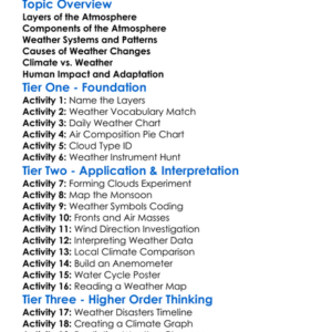 Atmosphere And Weather Systems Worksheet Activity Booklet