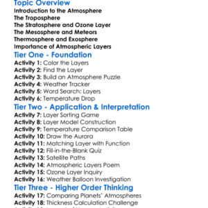 Atmospheric Layers Worksheet Activity Booklet