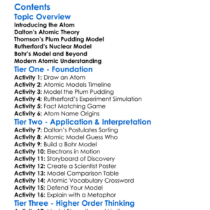 Atomic Models Historical Development Worksheet Activity Booklet