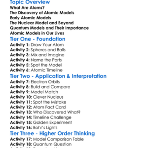 Atomic Models Worksheet Activity Booklet