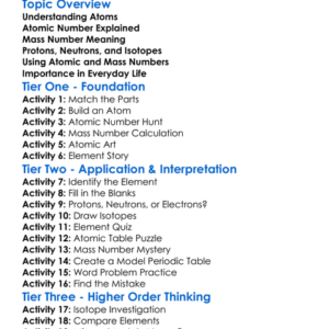 Atomic Number And Mass Number Worksheet Activity Booklet