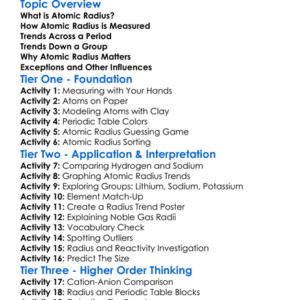 Atomic Radius Worksheet Activity Booklet