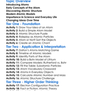 Atomic Theory And Models Worksheet Activity Booklet