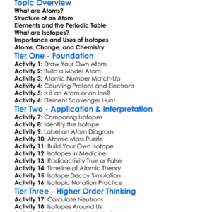 Atoms And Isotopes Worksheet Activity Booklet