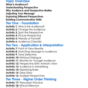 Audience And Perspective Worksheet Activity Booklet