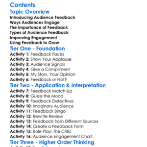 Audience Feedback And Engagement Worksheet Activity Booklet