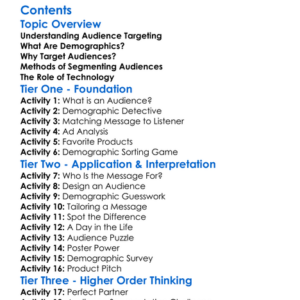 Audience Targeting And Demographics Worksheet Activity Booklet