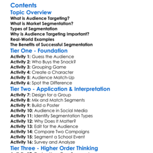 Audience Targeting And Segmentation Worksheet Activity Booklet