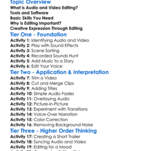 Audio And Video Editing Worksheet Activity Booklet