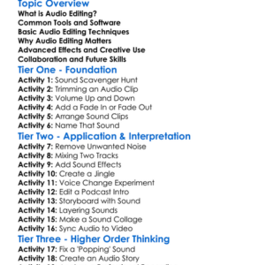 Audio Editing Worksheet Activity Booklet